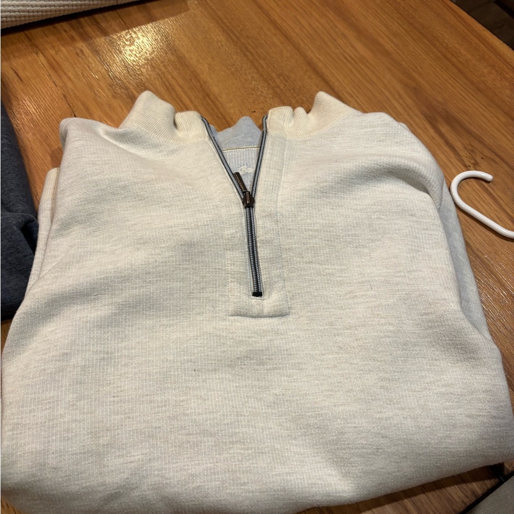 Tommy Bahama Men's Cream Quarter-Zip Sweater - Picture 3 of 4